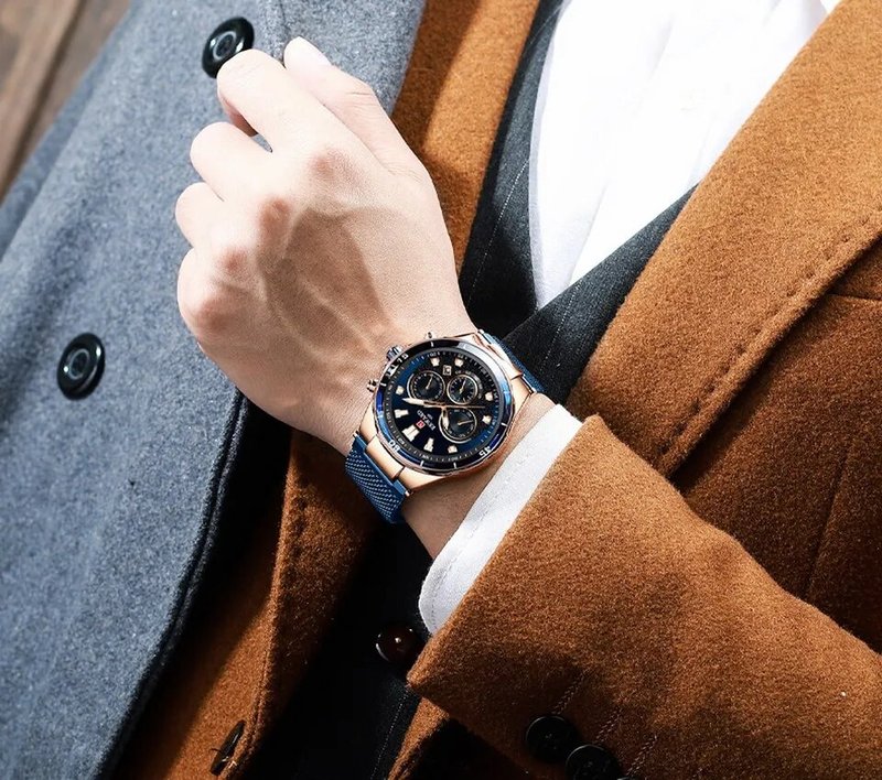 Men Wristwatch Luxury Waterproof Stainless Steel Watches Fashion Calendar Chronograph Wrist Watches Gift for Him_voghion.com