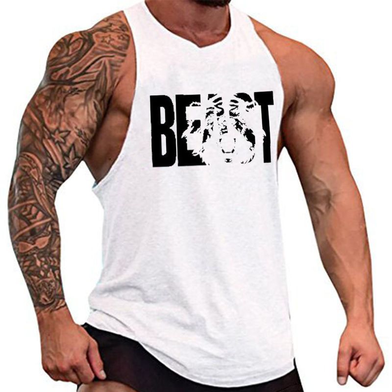 Antrenman Günlük Harf Canavar Baskılı Spor Bölünmüş Fitness Atlet Pamuklu_voghion.com