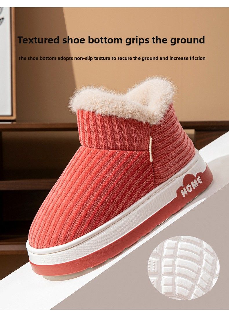 Stivali da neve da donna con suola spessa, nuovo stile invernale, foderati in pile, spessi, caldi, chiusi sul retro, pantofole in cotone, adatti_voghion.com