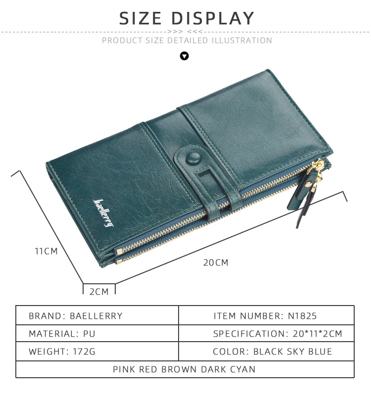 Large Capacity Buckle Zipper, Simple Multi-card Wallet, Women's Long Hand Wallet_voghion.com