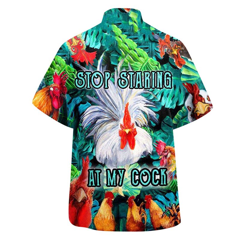 Neu Herren Kurzarm Hawaiihemd mit 3D-Digital-Hahn-Muster bedruckt Herren Sommer Strickjacke_voghion.com