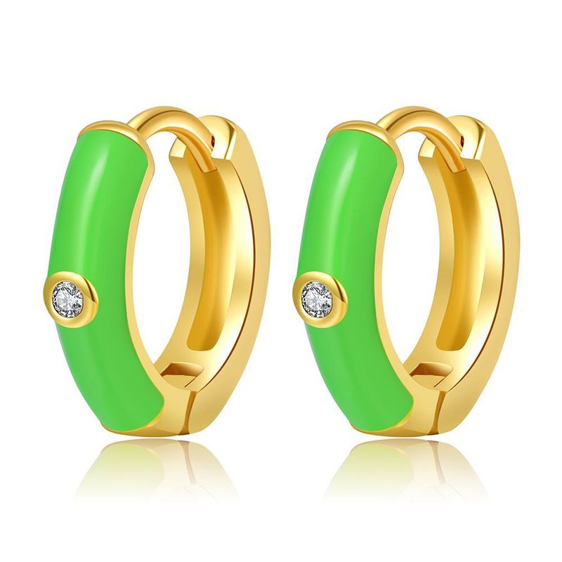 Famosi orecchini a bottone in rame con micro zirconi intarsiati, orecchini a bottone placcati in oro con gocce d'olio per donna_voghion.com