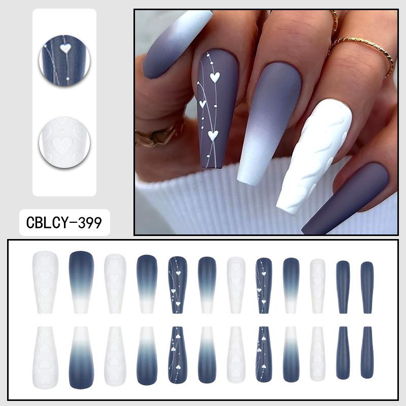 Unghie finte lunghe e pieghevoli - Eleganti unghie finte estive con colla e cuscinetti in gel, stile dolce, oltre 50 colori, unghie finte riutilizzabili per le donne_voghion.com