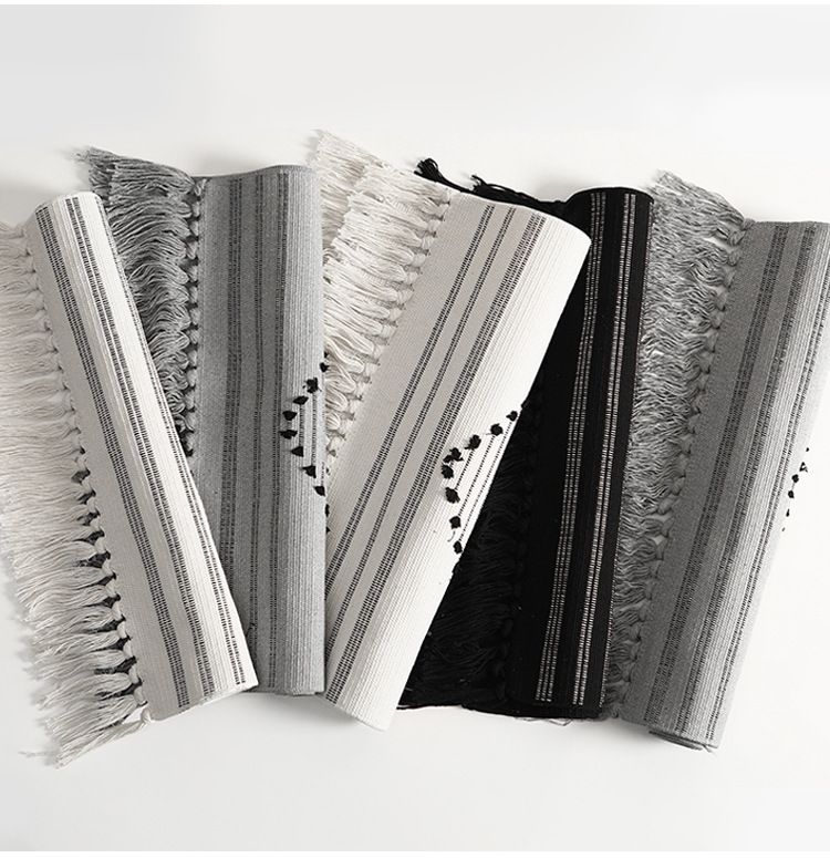 Home Garden Cotton Woven Breathable Household Floor Mat Diamond Cut Flower Tassel Bedside Blanket Entrance Door Mat Balcony Porch Floor Mat_voghion.com