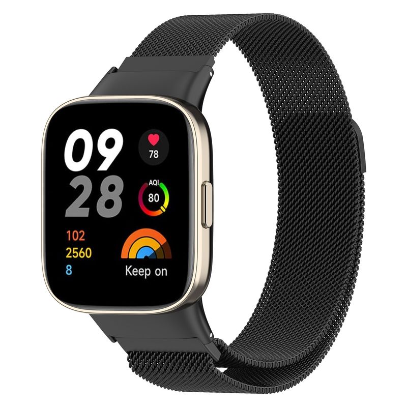 Pro Xiaomi Redmi Watch 3 / Mi Watch Lite 3 Milanese Metal Watch Band (černý)_voghion.com