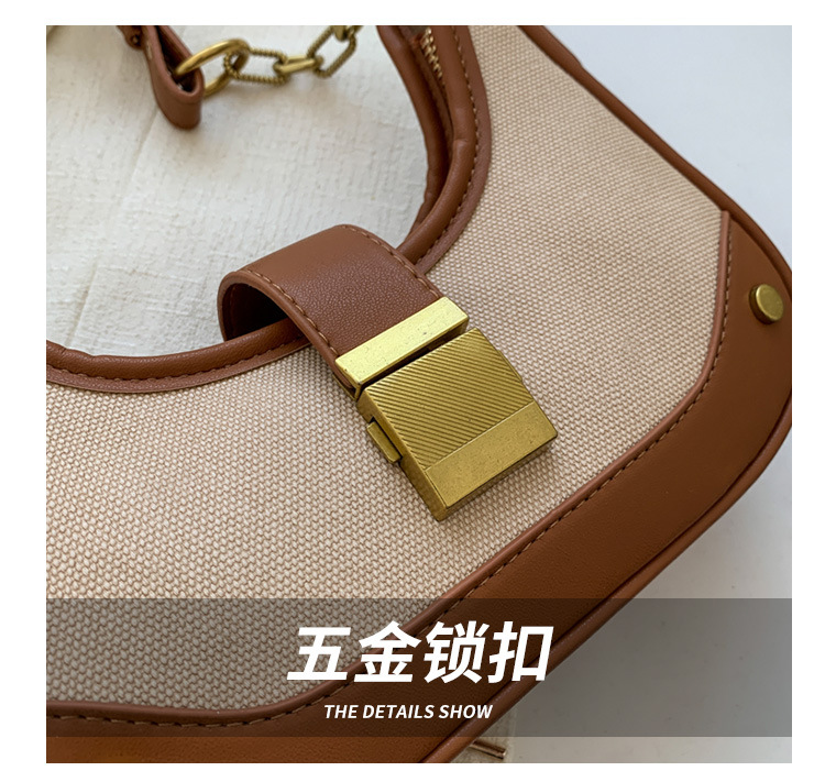 Retro Textur Mode kleine Tasche weiblich 2023 Frühling und Sommer Nischendesign Halbmondtasche lässig Pendeln All-Match Umhängetasche_voghion.com