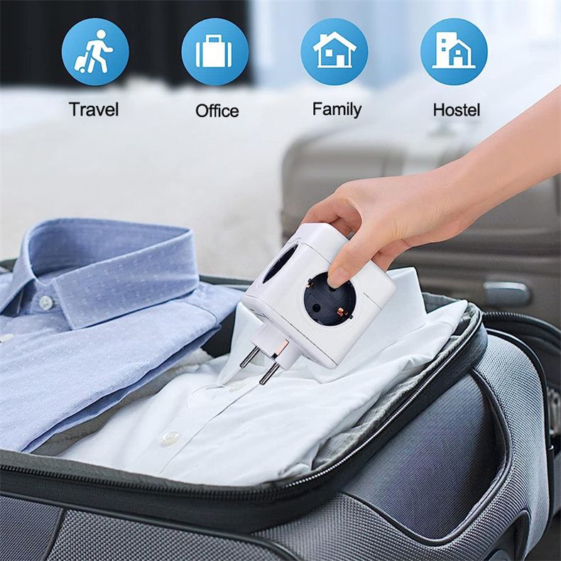 MASSFA Multi-EU-Steckdosenleiste Elektrischer Steckerwürfel Mehrfachsteckdose mit 5 AC-Steckdosen 3680W Adapter für Zuhause_voghion.com