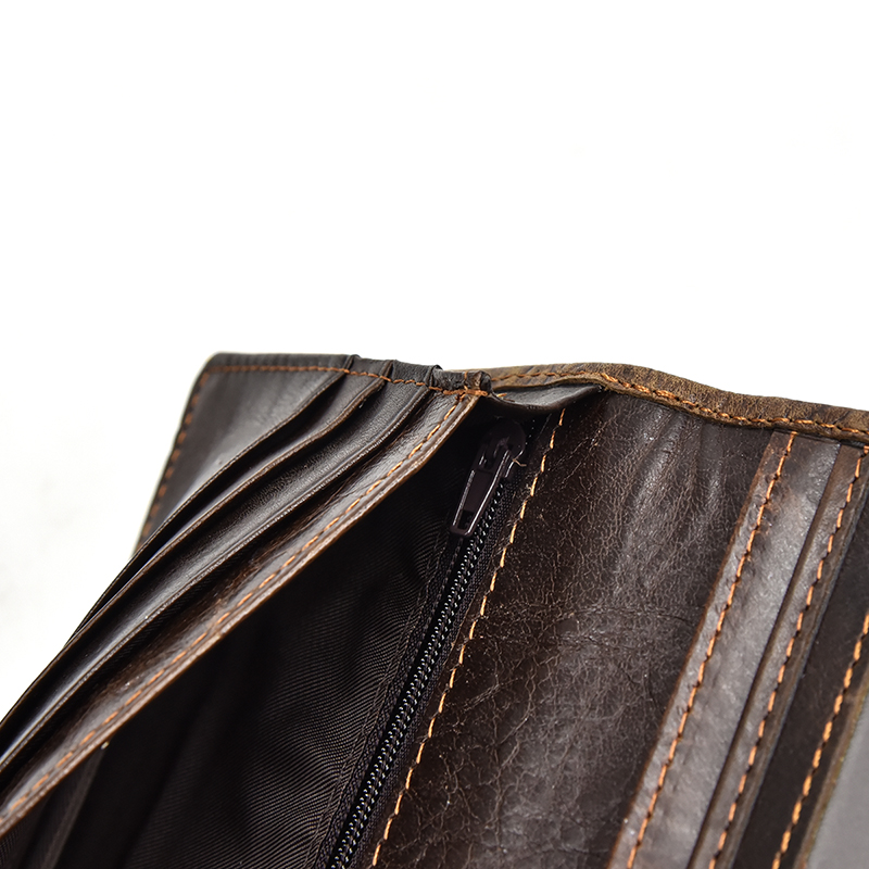 Miesten vintage-lohikäärme aitoa nahkalompakko Ruskea lehmännahkainen pitkä bifold Ketjulompakko puhelintaskulla muotipitkä_voghion.com