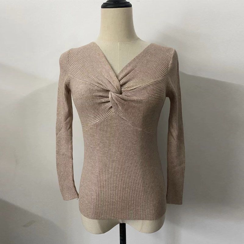 Haut pull crépu décontracté à la mode pour femmes_voghion.com