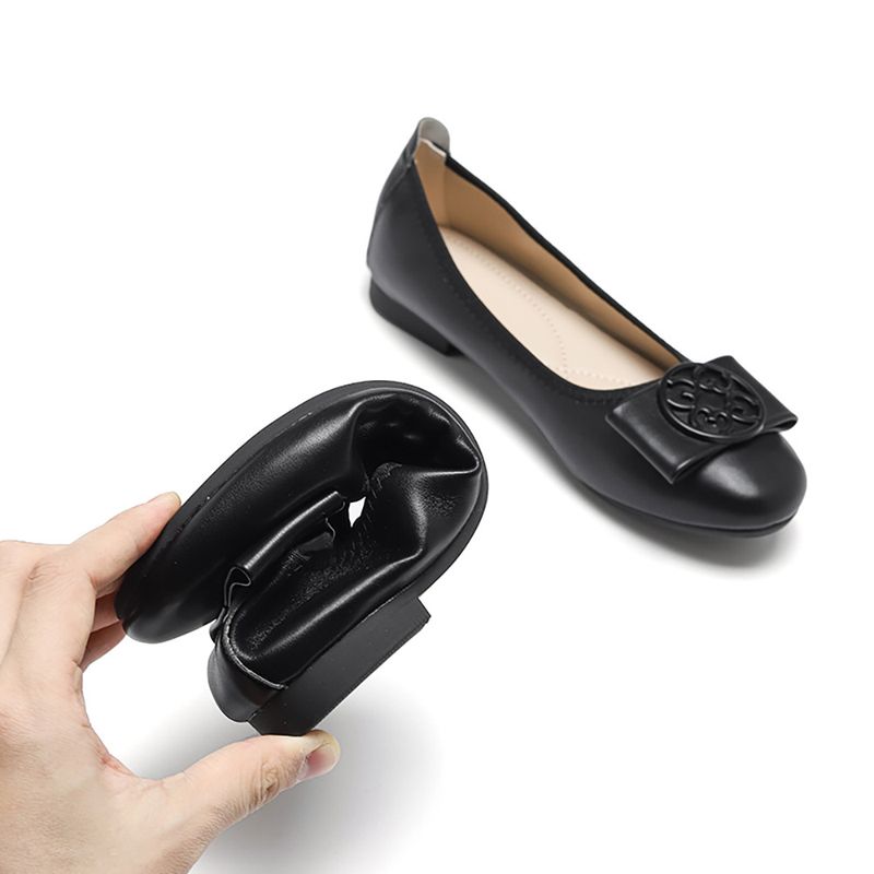 New Round Head Bottom Butterfly Square Button Soft Chicken Rolls Comfortable And Versatile Slip On Shallow Mouth Single_voghion.com