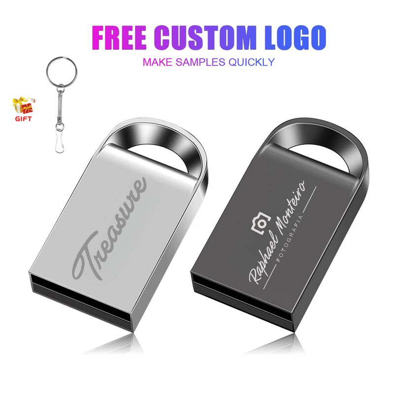 Mini Metal Flash 128GB 64GB 32GB 16GB Personalized Pen Drive Thumb USB Memory Stick U Disk Custom Gift Keychain_voghion.com