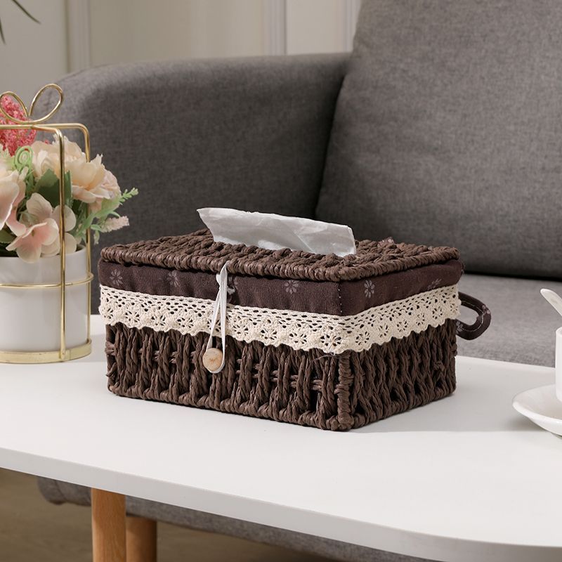 Woven Tea Table, Household Straw Woven Miscellaneous Storage, Desktop Toy Key, Cosmetics, Living Room Snacks, Drawer_voghion.com