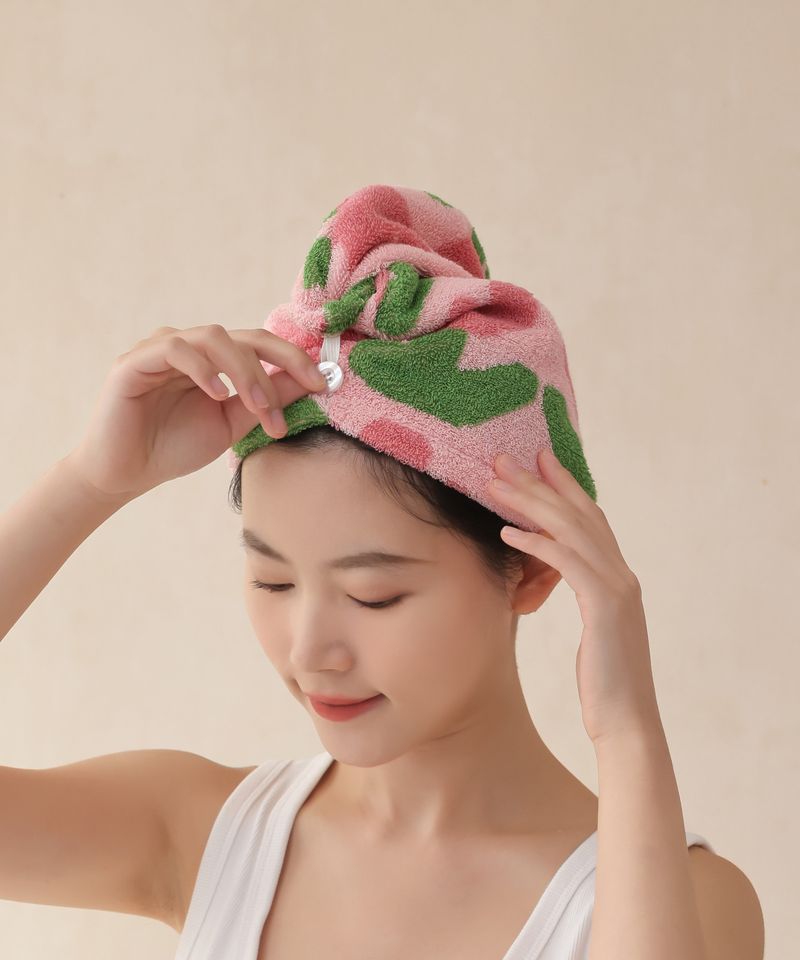 Lillian Neue doppelseitige Frottee-Haarhaube aus garngefärbter, saugfähiger Baumwolle mit langen Stapelfasern_voghion.com