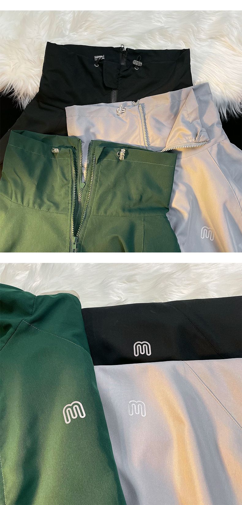 American Retro Workwear Jacket - Unisex Loose-Fit Spring/Autumn Color-Block Stand Collar Couple's Windbreaker_voghion.com