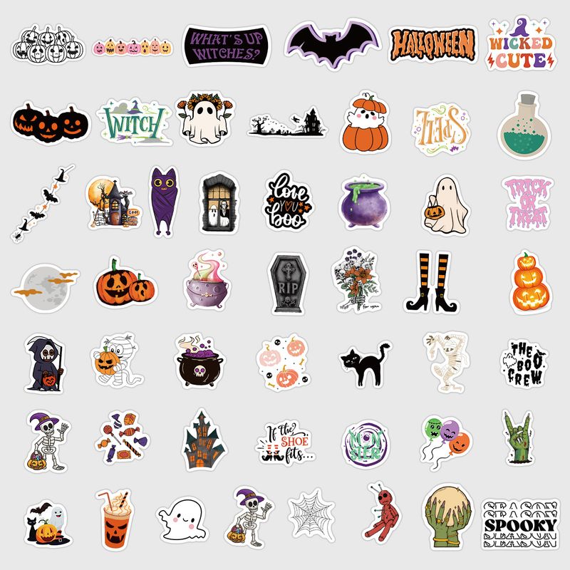 Adesivos 50 Adesivos de Grafite de Halloween em Estilo Nórdico Adesivos de Decoração para Copos de Água e Bagagem Adesivos de Papelaria_voghion.com