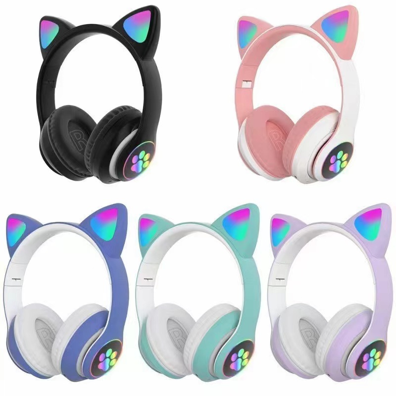 S-28 Cat's Ears (Steamed Cat-ear Shaped Bread) Headworn Bluetooth Game Call Subwoofer Headset_voghion.com