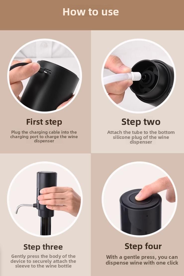 Nouveau modèle de distributeur automatique de pression d'air, décanteur à usage domestique, pompe électrique de style européen, verseur de vin_voghion.com