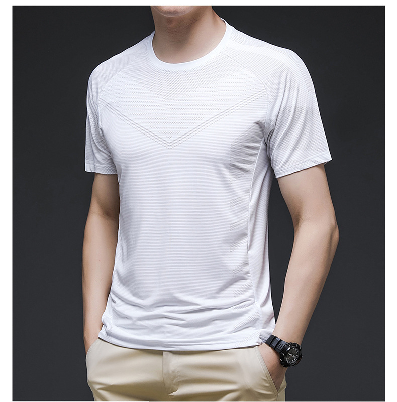 Maglietta estiva a maniche corte, abbigliamento sottile, traspirante e ad asciugatura rapida, sport, corsa all'aperto, tempo libero, maglietta in seta ghiacciata,_voghion.com