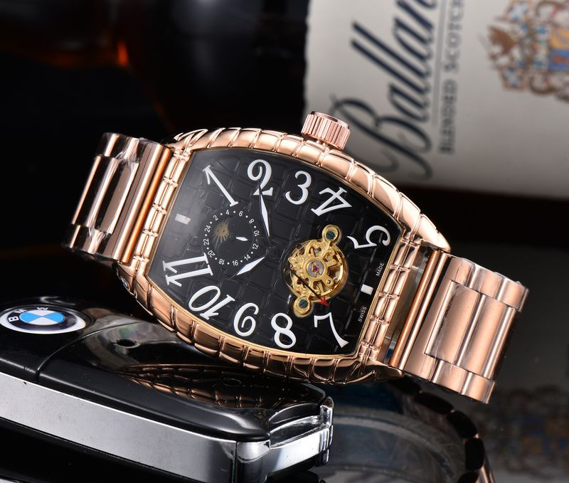 2023 Orologio da uomo quadrato con secchiello per vino francese, meccanico automatico trasparente, con testa di fantasma_voghion.com