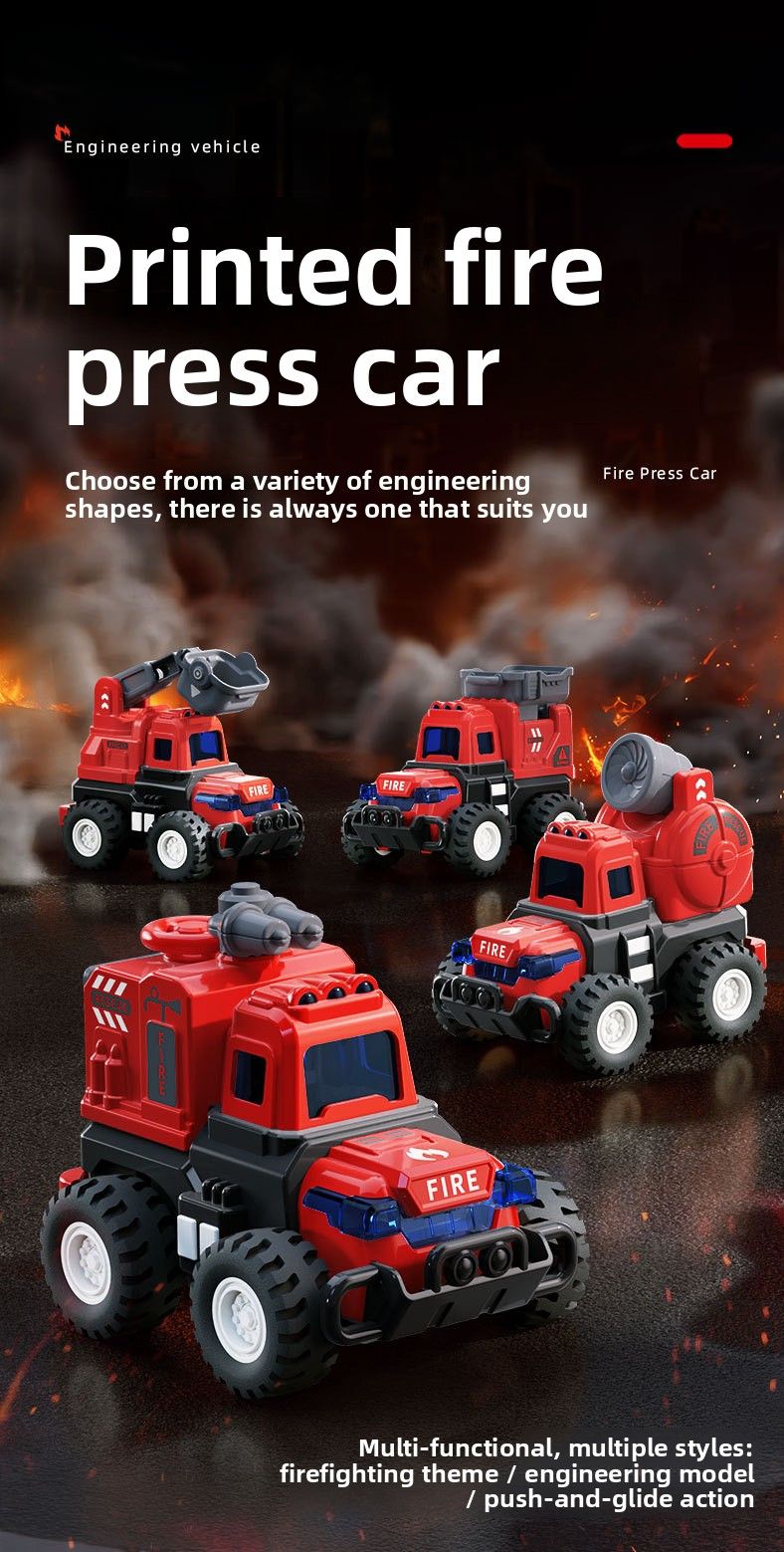 Fire Ladder Water Sprinkler Truck Shape Inertia Sliding Boys Girls Children Push Toy Car_voghion.com