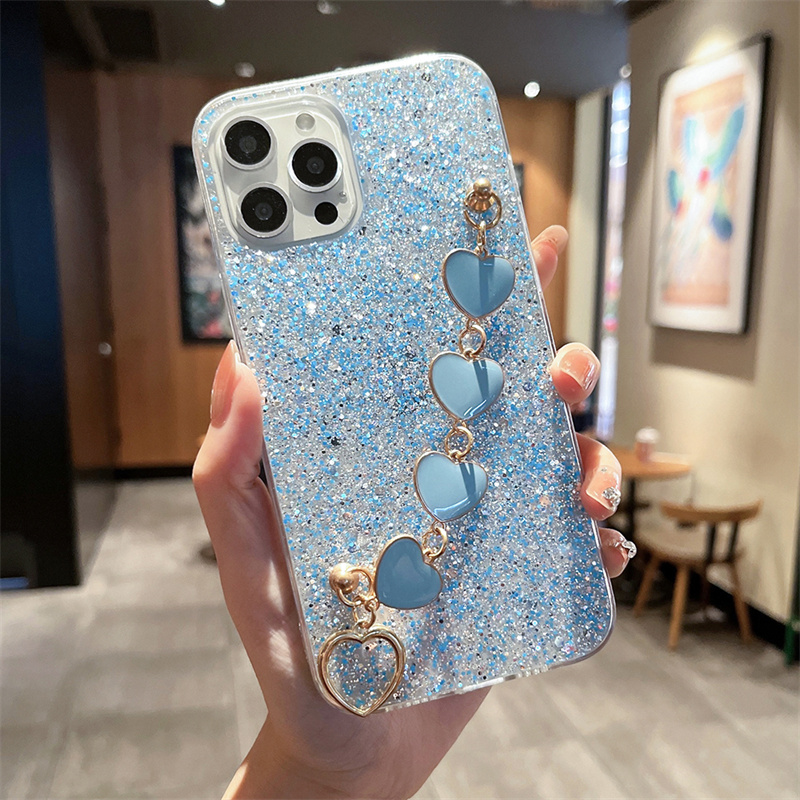 POCO X5 csse Transparent Love Heart Bracelet Phone Case For Xiaomi POCO X5Pro X3 11T Redmi Note11 Soft Back Chain Cover_voghion.com