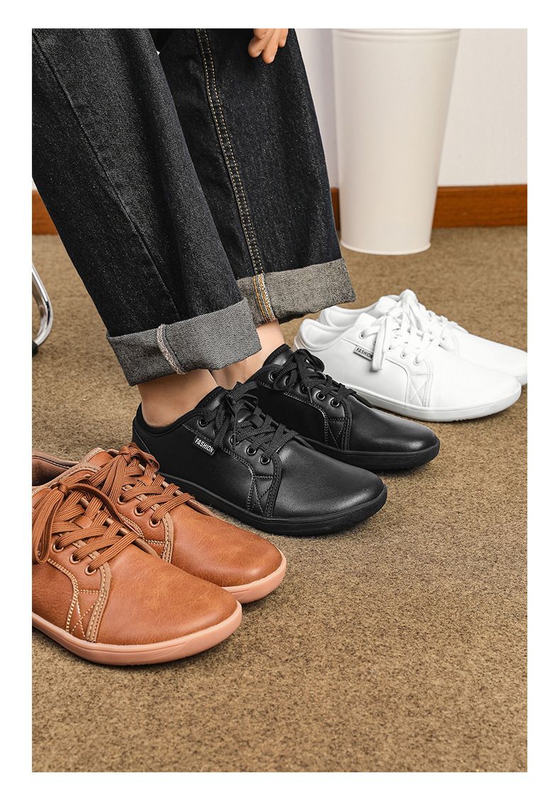 Scarpe casual da uomo nuove, larghe, a piedi nudi, leggere, con suola morbida, sportive all'aperto, basse, allacciate in pelle_voghion.com