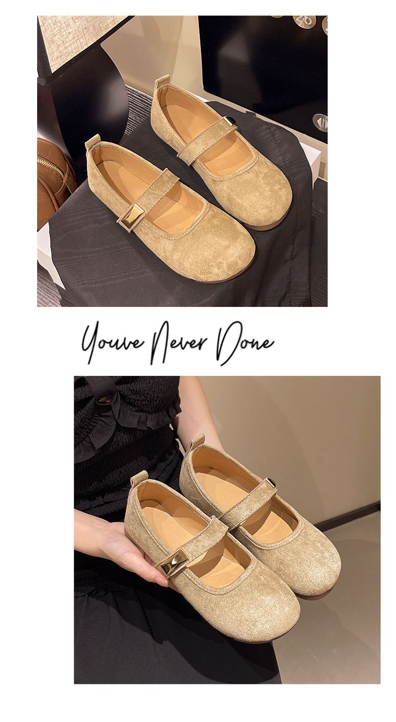 Französisch Retro Licht Mund Einzelnen Schuhe frauen Mit Rock Weichen Boden Gelb Flachen Boden Mary Jane Schöne Einzelnen Schuhe_voghion.com