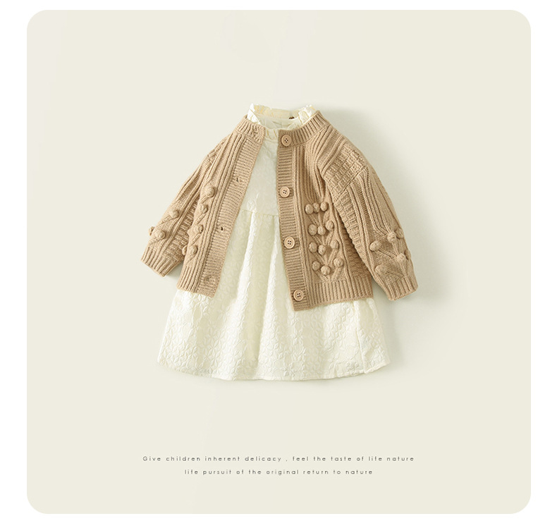 Robe d'automne pour filles, Cardigan, pull, manches longues, ensemble deux pièces pour enfants_voghion.com