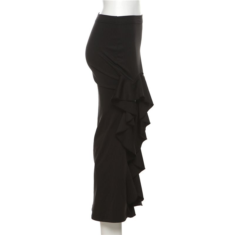 Abbigliamento da donna tinta unita gonna a fessura sull'anca con borsa a vita alta dimagrante moda di strada_voghion.com