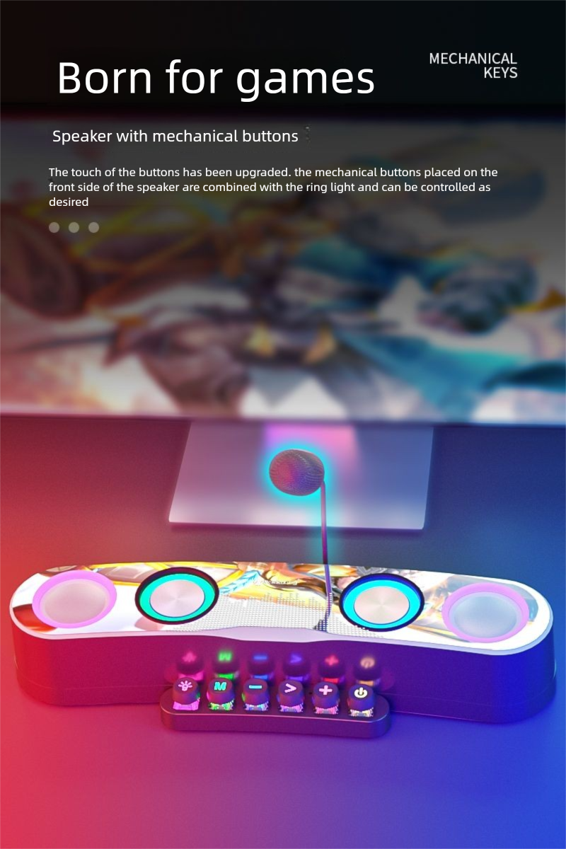 Altavoz Bluetooth para computadora de escritorio con sonido de alta calidad y luz ambiental._voghion.com