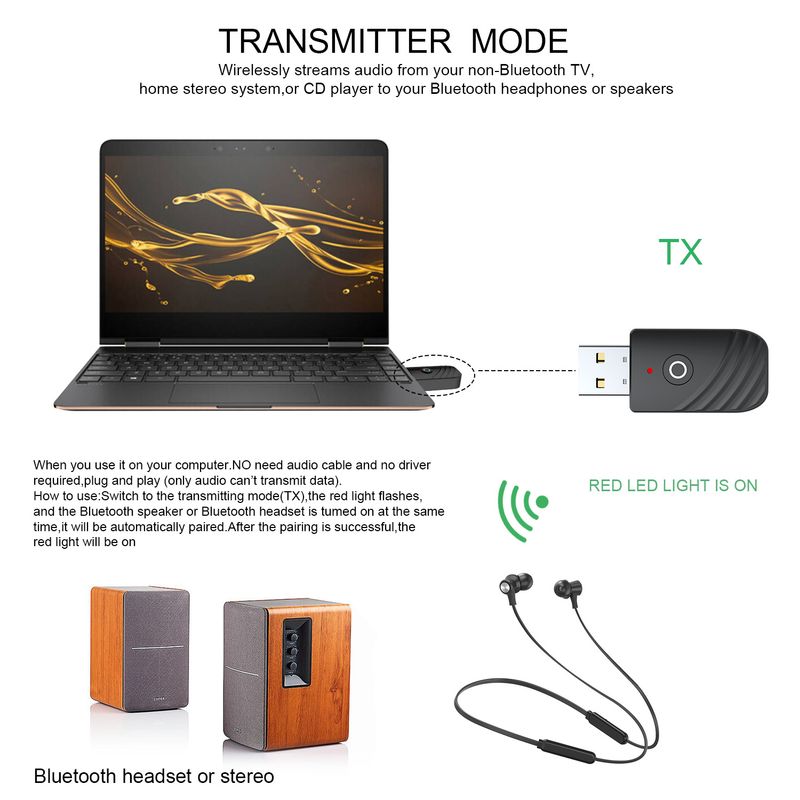 Nuovo trasmettitore ricevitore audio Bluetooth 5.0 3 in 1 adattatore USB TV computer auto SY319_voghion.com