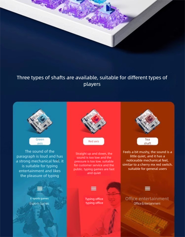 RuiYi F87 Key Mechanical Keyboard Gaming Wired Office Laptop Blue Brown Switch Red_voghion.com