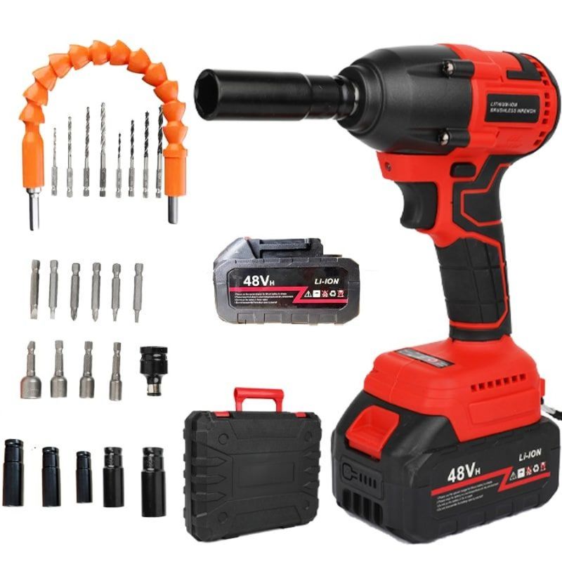With Cordless Wrench A 48V Drill Portable Piece Accessories Drill Impact Wrench Kit Brushless Cordless Batteries Impact Kit One_voghion.com