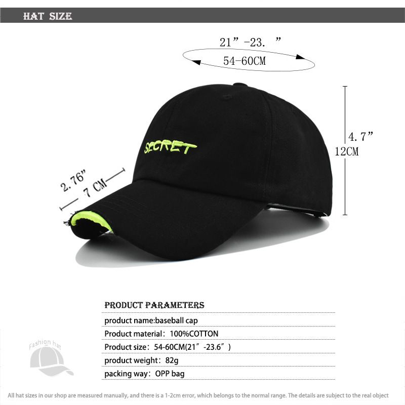 Neue Baseballkappe mit dreidimensionaler Stickerei und Loch für Herren und Damen_voghion.com