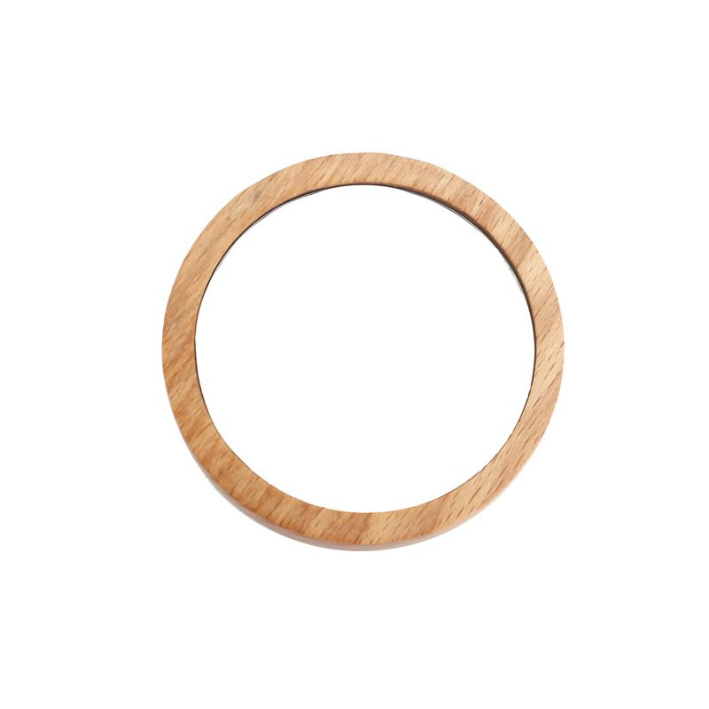 1 Pz Puro Legno Rotondo Portatile Personalità Studente Ufficio Lavoratore Trucco Faggio Legno Creativo Regalo Piccolo Specchio_voghion.com