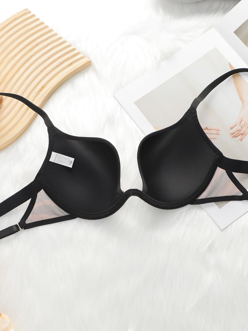 Ensemble de soutien-gorge push-up confortable et respirant à fines bretelles couvrant la moitié des hanches_voghion.com