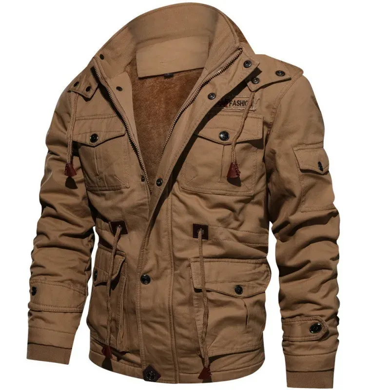 Militära vinterjackor för män Jackor med flera fickor Casual Cargo-jackor av hög kvalitet Vinterjackor i bomull för män Varma Parkas Storlek 6XL_voghion.com
