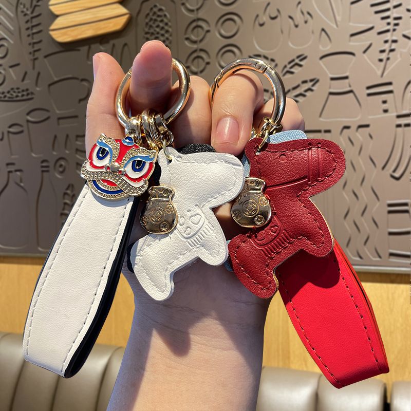 Cartone animato ricco presto carino leone ferro di cavallo fibbia ciondolo coppia pelle zaino regalo ciondolo portachiavi_voghion.com