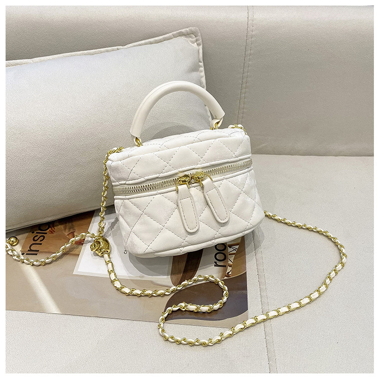 2024 Nuovo Mini portatile da donna a spalla singola Crossbody Rossetto PU Versatile Lingge Piccola borsa a catena profumata_voghion.com