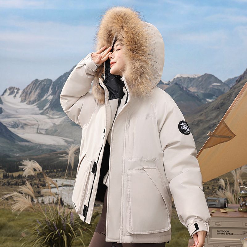 Kurze Pufferjacke für Damen im Winter mit Kunstpelzkapuze – kuschelig warme Oberbekleidung mit Fleecefutter für lässige Streetwear_voghion.com