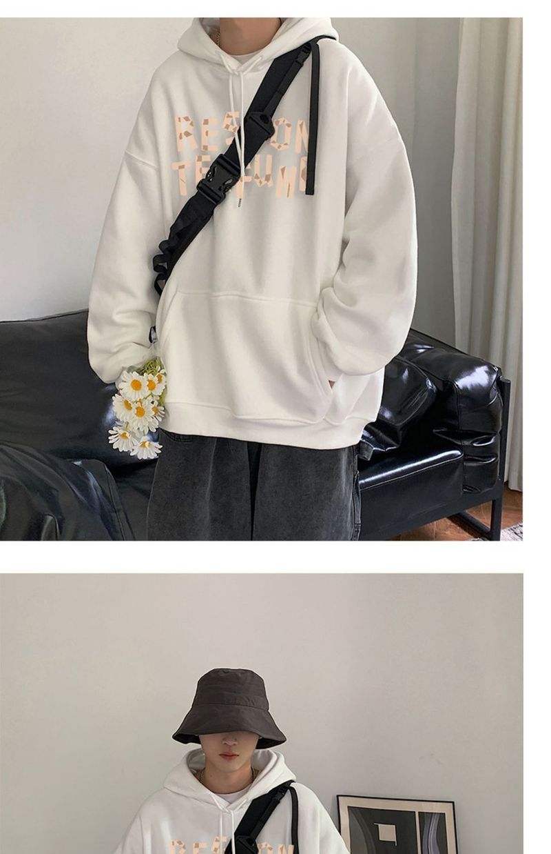 Men's loose and hoodie, trendy brand large for spring, autumn, winter, plus fleece jacket, size 12_voghion.com