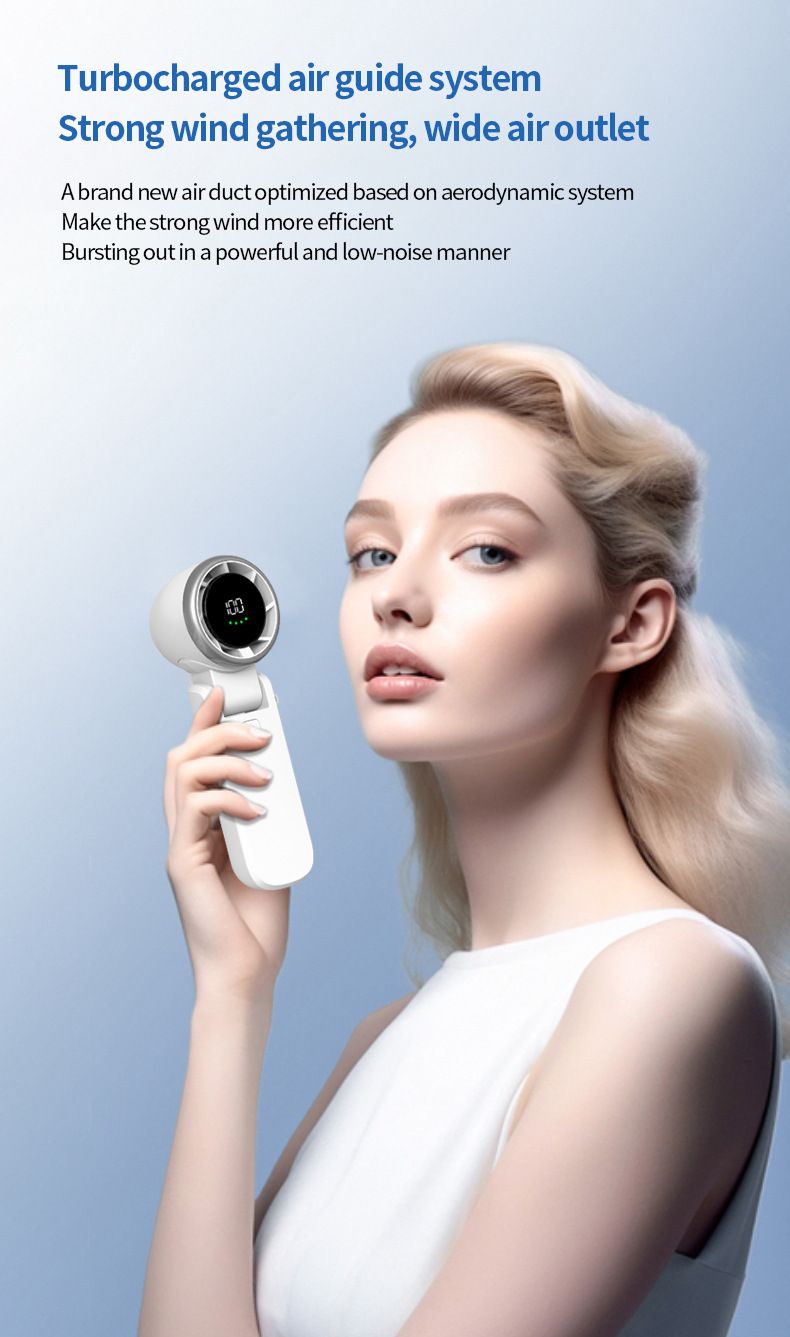 100-Speed Turbo Mini Fan - Foldable & Portable Neck/Handheld Fan With High Velocity Airflow (Rechargeable, Ultra-Quiet, 360° Adjustable)_voghion.com