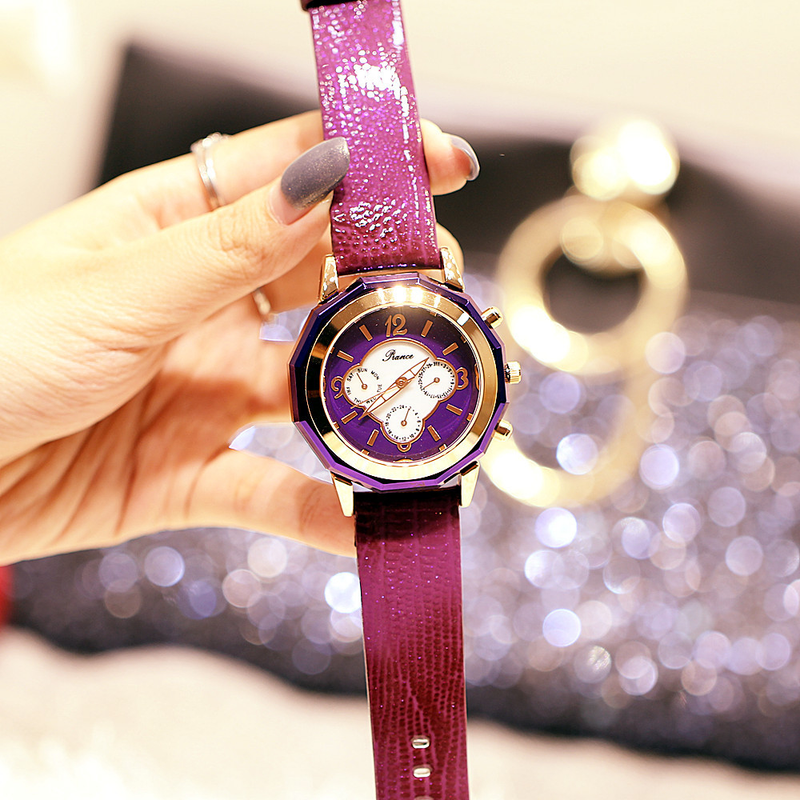 Modische Damen-Multifunktionsuhr mit Nachtlicht, 2035, echtes Leder, wasserdicht, Gezeitenuhr_voghion.com