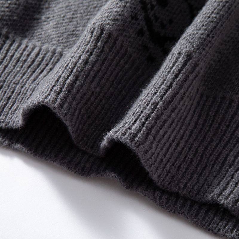 Herentrui met oogprint - Losse pasvorm, lange mouwen en jacquardmotief (olijfgroen/zwart/grijs/crème/bordeauxrood/blauw)_voghion.com