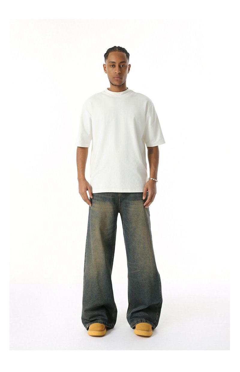 EF JEANS | 2025 Spring New Hong Kong Style Fashion Old Retro Casual Versatile Drape Floor Mopping Jeans_voghion.com