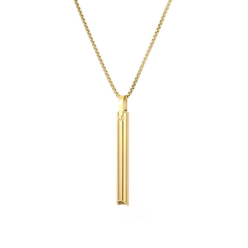 Mindfulness ketting voor stressverlichting en ademhalingsoefeningen – roestvrijstalen fluithanger met verstelbare ketting – unisex meditatiesieraden_voghion.com