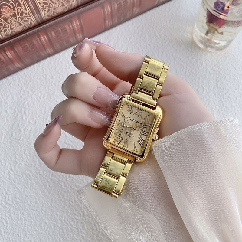 Damenuhren Großes Zifferblatt Uhr Damen Retro Gold Quarzuhr Paaruhr_voghion.com