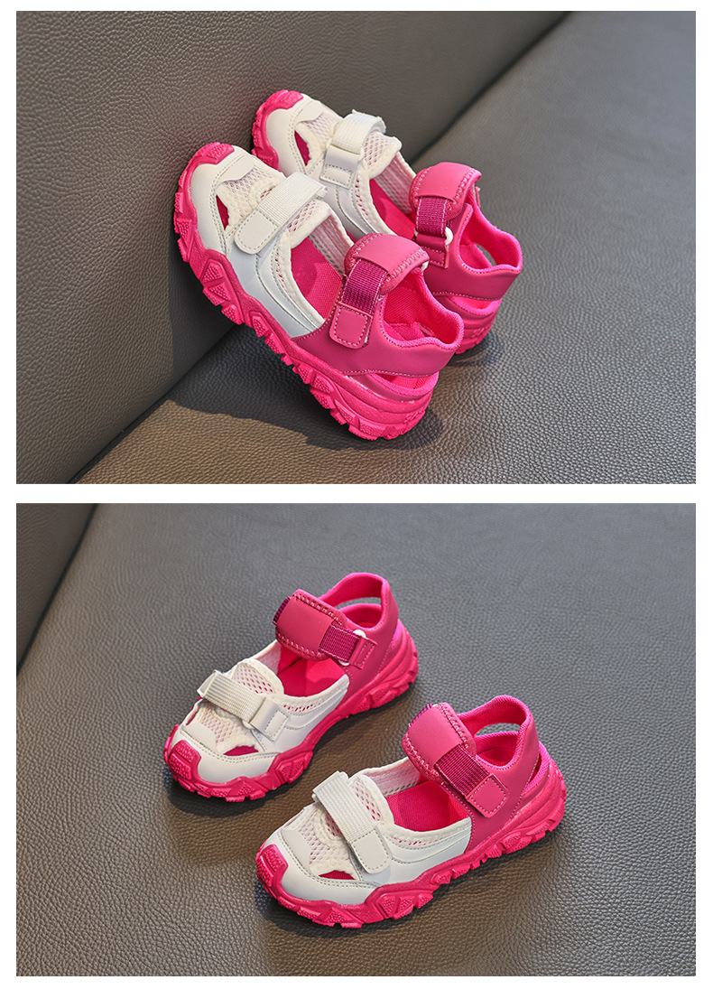 Mädchensandalen 2023 Neue Sommer-Einzelnetzrahmen-atmungsaktive mittlere und große Kindersport-Hohlstrandschuhe_voghion.com