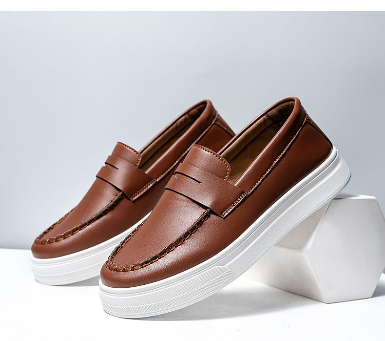 Bean shoes Men's shoes Loafers Fashion casual leather shoes Youth fashion shoes_voghion.com
