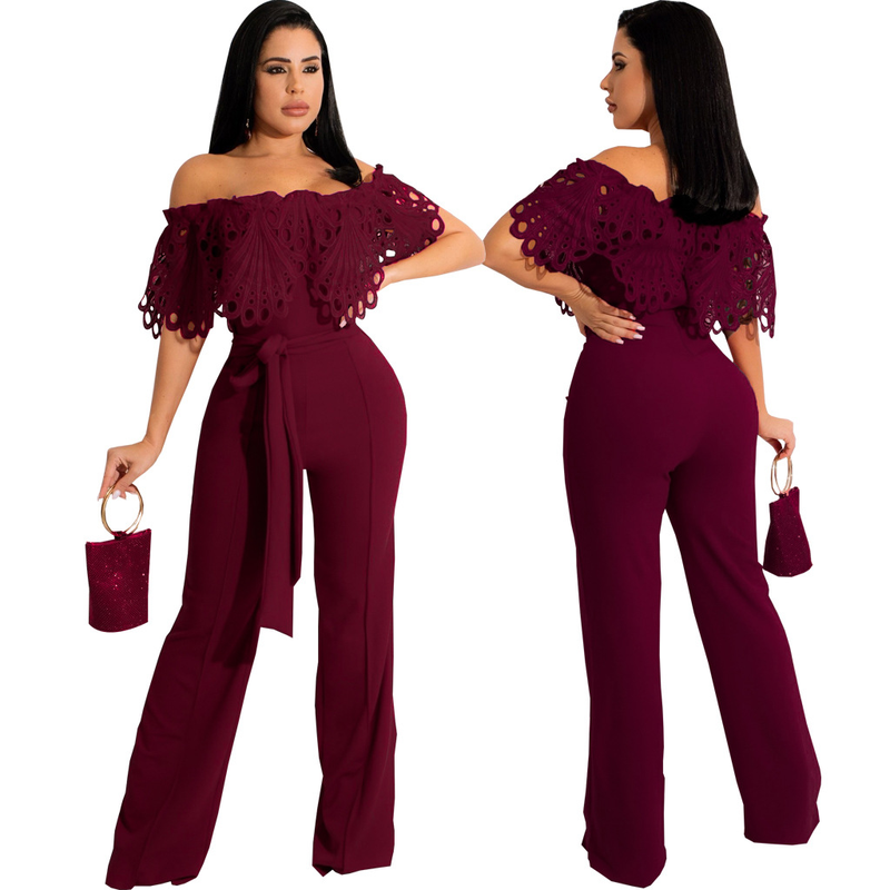 Europeisk och amerikansk sexig fashionabel enfärgad jumpsuit med tubtopp_voghion.com